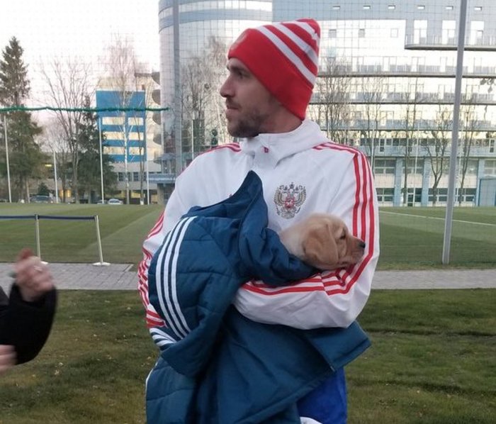 Российские футболисты подарили юной болельщице щенка за "Новогодние мечты"