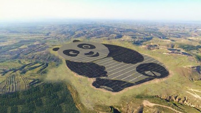 Огромная панда в Китае демонстрирует потенциал возобновляемых источников энергии