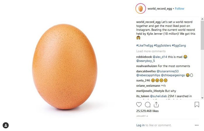 Фото яйца побило мировой рекорд в Instagram